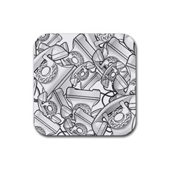 Phone Dial Communication Technology Rubber Coaster (square)  by Wegoenart