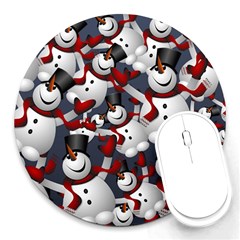 Snowman Winter Christmas Many Round Mousepads by Wegoenart