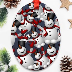 Snowman Winter Christmas Many Ornament (oval) by Wegoenart