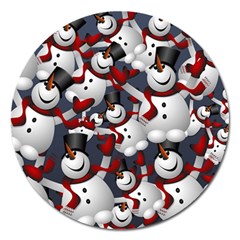 Snowman Winter Christmas Many Magnet 5  (round)