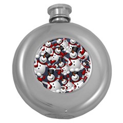 Snowman Winter Christmas Many Round Hip Flask (5 Oz) by Wegoenart