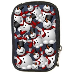 Snowman Winter Christmas Many Compact Camera Leather Case by Wegoenart