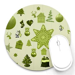 Christmas Symbols Decoration Round Mousepads by Wegoenart