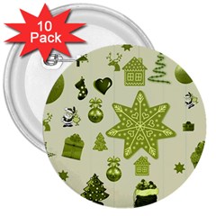 Christmas Symbols Decoration 3  Buttons (10 Pack) 