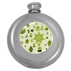 Christmas Symbols Decoration Round Hip Flask (5 Oz) by Wegoenart