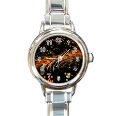 Abstract Background Particles Wave Round Italian Charm Watch by Wegoenart