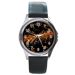 Abstract Background Particles Wave Round Metal Watch by Wegoenart