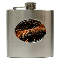 Abstract Background Particles Wave Hip Flask (6 Oz)