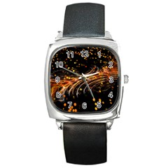 Abstract Background Particles Wave Square Metal Watch by Wegoenart