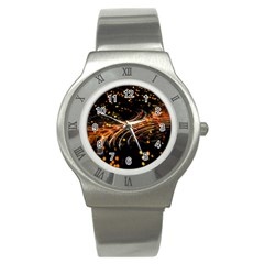 Abstract Background Particles Wave Stainless Steel Watch by Wegoenart