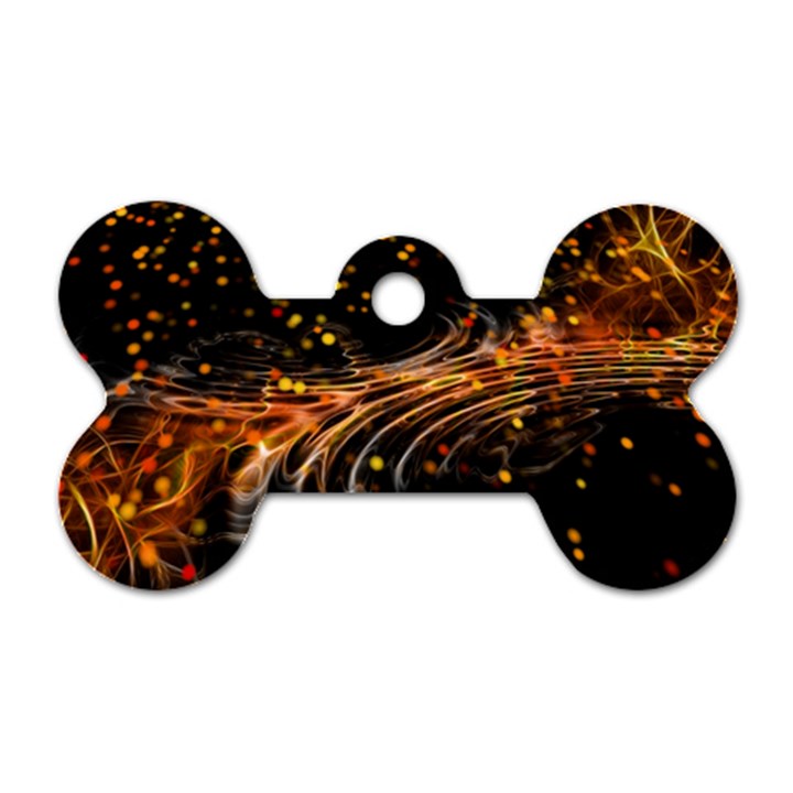 Abstract Background Particles Wave Dog Tag Bone (One Side)