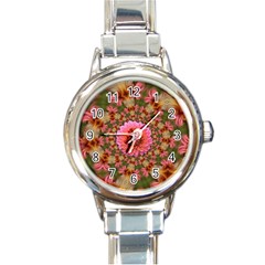 Arrangement Blossom Bloom Round Italian Charm Watch by Wegoenart