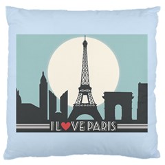 I Love Paris Large Flano Cushion Case (one Side) by myuique