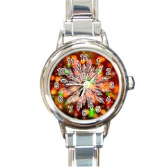 Ice Crystal Crystal Snowflake Bokeh Round Italian Charm Watch by Wegoenart