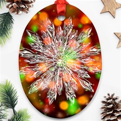 Ice Crystal Crystal Snowflake Bokeh Ornament (oval) by Wegoenart