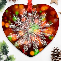 Ice Crystal Crystal Snowflake Bokeh Ornament (heart) by Wegoenart