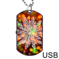 Ice Crystal Crystal Snowflake Bokeh Dog Tag Usb Flash (one Side) by Wegoenart