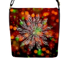 Ice Crystal Crystal Snowflake Bokeh Flap Closure Messenger Bag (l) by Wegoenart