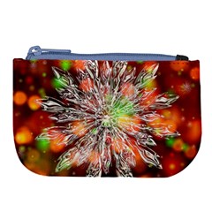 Ice Crystal Crystal Snowflake Bokeh Large Coin Purse