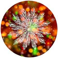 Ice Crystal Crystal Snowflake Bokeh Wooden Puzzle Round