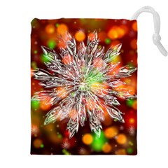 Ice Crystal Crystal Snowflake Bokeh Drawstring Pouch (4xl) by Wegoenart