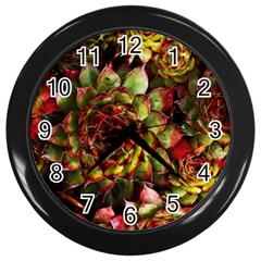 Plant Succulents Succulent Wall Clock (black) by Wegoenart