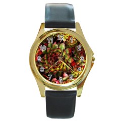 Plant Succulents Succulent Round Gold Metal Watch by Wegoenart