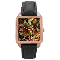 Plant Succulents Succulent Rose Gold Leather Watch  by Wegoenart