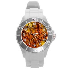 Autumn Leaves Forest Fall Color Round Plastic Sport Watch (l) by Wegoenart