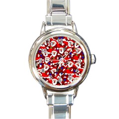 Nicholas Santa Christmas Pattern Round Italian Charm Watch