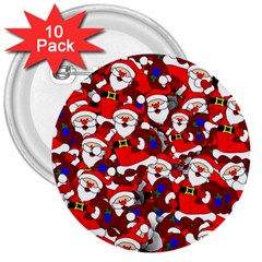 Nicholas Santa Christmas Pattern 3  Buttons (10 pack) 