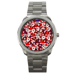 Nicholas Santa Christmas Pattern Sport Metal Watch by Wegoenart