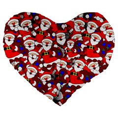 Nicholas Santa Christmas Pattern Large 19  Premium Heart Shape Cushions