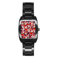 Nicholas Santa Christmas Pattern Stainless Steel Barrel Watch