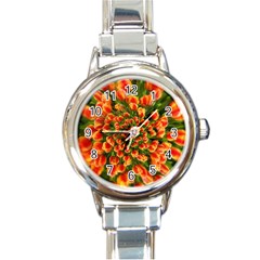 Tulips Arrangement Many Blossom Round Italian Charm Watch by Wegoenart