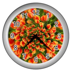 Tulips Arrangement Many Blossom Wall Clock (silver) by Wegoenart