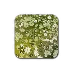 Flowers Abstract Background Rubber Coaster (square)  by Wegoenart