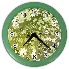 Flowers Abstract Background Color Wall Clock by Wegoenart