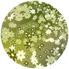 Flowers Abstract Background Wooden Puzzle Round