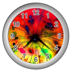 Color Background Structure Lines Wall Clock (silver) by Wegoenart