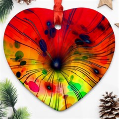 Color Background Structure Lines Heart Ornament (two Sides) by Wegoenart