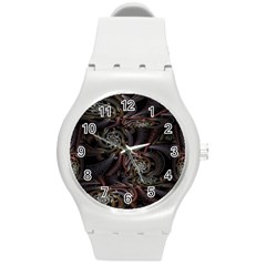 Geometry Mathematics Fractals 3d Round Plastic Sport Watch (m) by Wegoenart