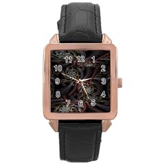 Geometry Mathematics Fractals 3d Rose Gold Leather Watch  by Wegoenart