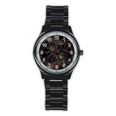 Geometry Mathematics Fractals 3d Stainless Steel Round Watch by Wegoenart