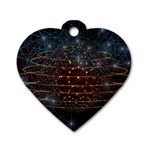 Network Abstract Connection Dog Tag Heart (Two Sides) Front