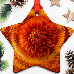 Abstract Dahlia Orange Autumn Star Ornament (two Sides) by Wegoenart