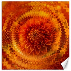 Abstract Dahlia Orange Autumn Canvas 12  X 12  by Wegoenart