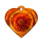 Abstract Dahlia Orange Autumn Dog Tag Heart (Two Sides) Front