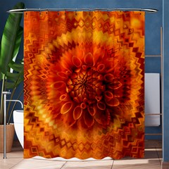 Abstract Dahlia Orange Autumn Shower Curtain 60  X 72  (medium)  by Wegoenart