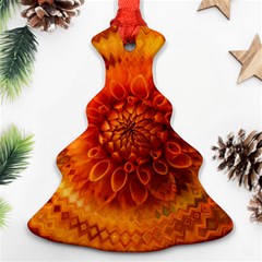 Abstract Dahlia Orange Autumn Ornament (christmas Tree)  by Wegoenart